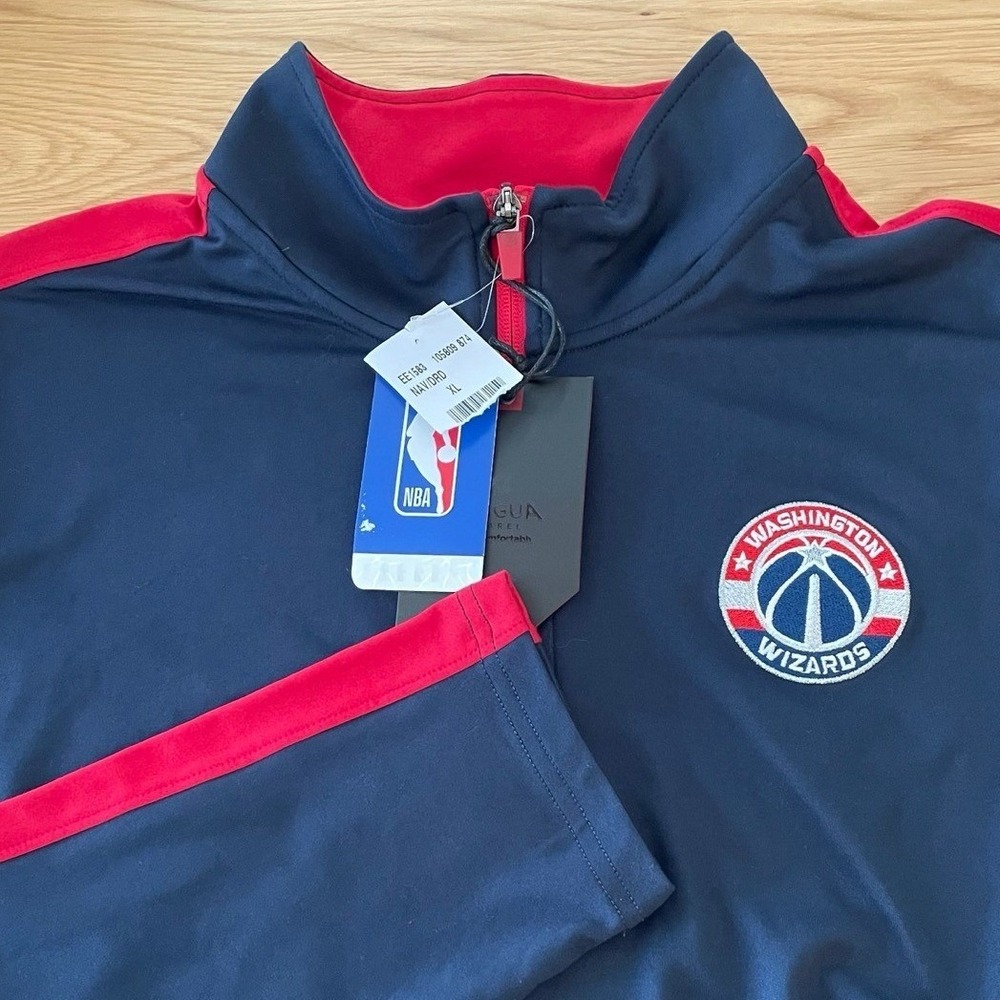 NEW Washington Wizards Mens XL Long Sleeve Pullover 1/4 Zip Jacket NBA Red Blue